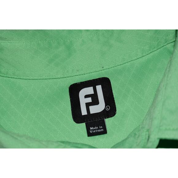 Footjoy Golf Polo Shirt Men Size Large Polyester Performance Neon Green Diamonds - Picture 8 of 8